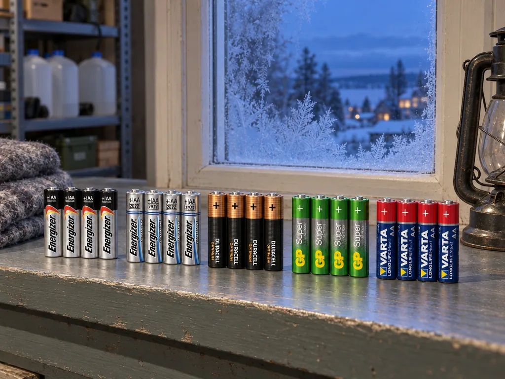 Olika sorters AA-batterier: de fem testade modellerna sida vid sida