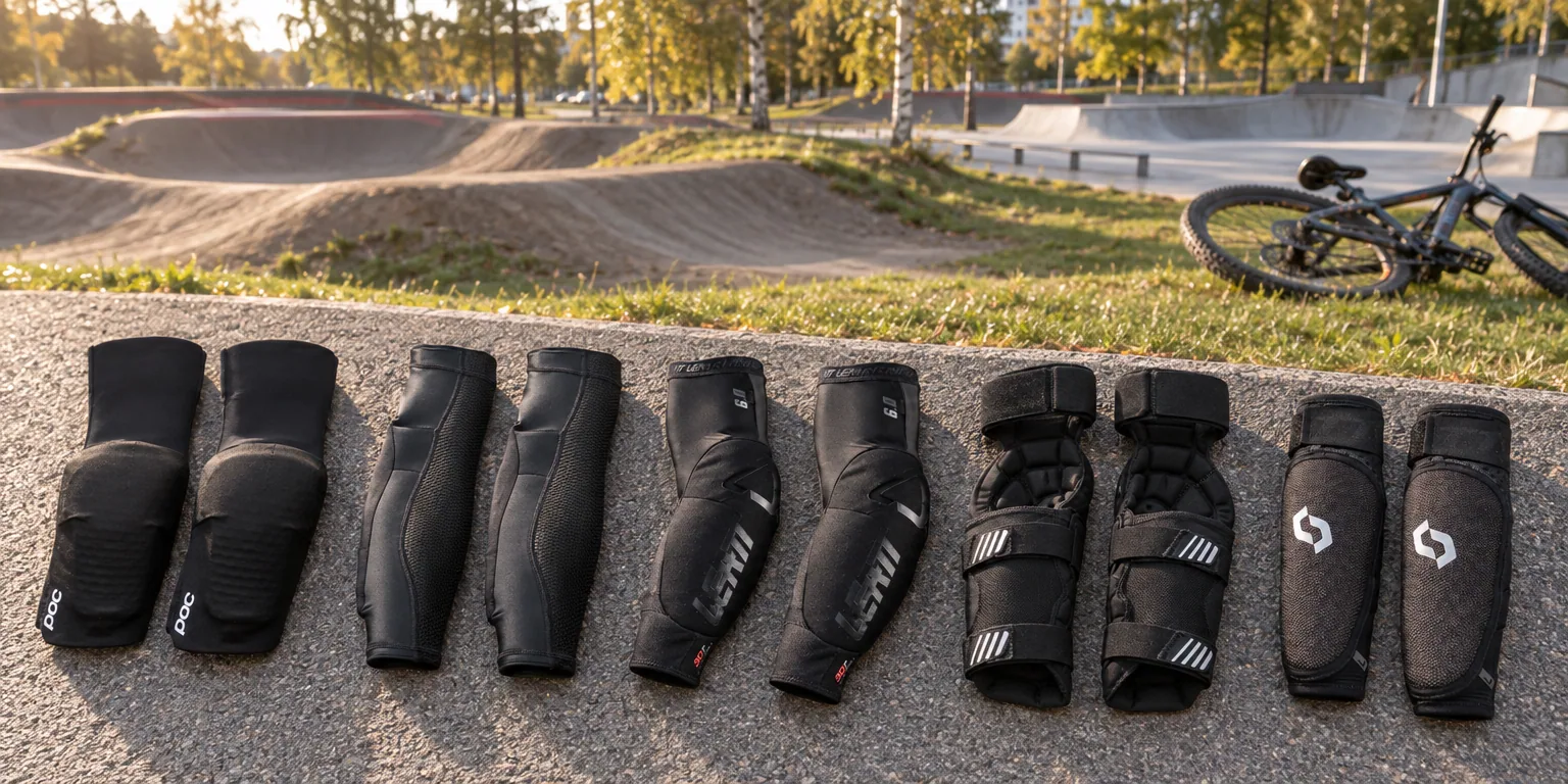 Testvinnarna från testet av armbågsskydd: POC VPD Max Elbow, Fox Enduro Elbow Sleeve, Leatt 3DF 6.0 Evo, Fox Titan Race CE, Scott Softcon Junior