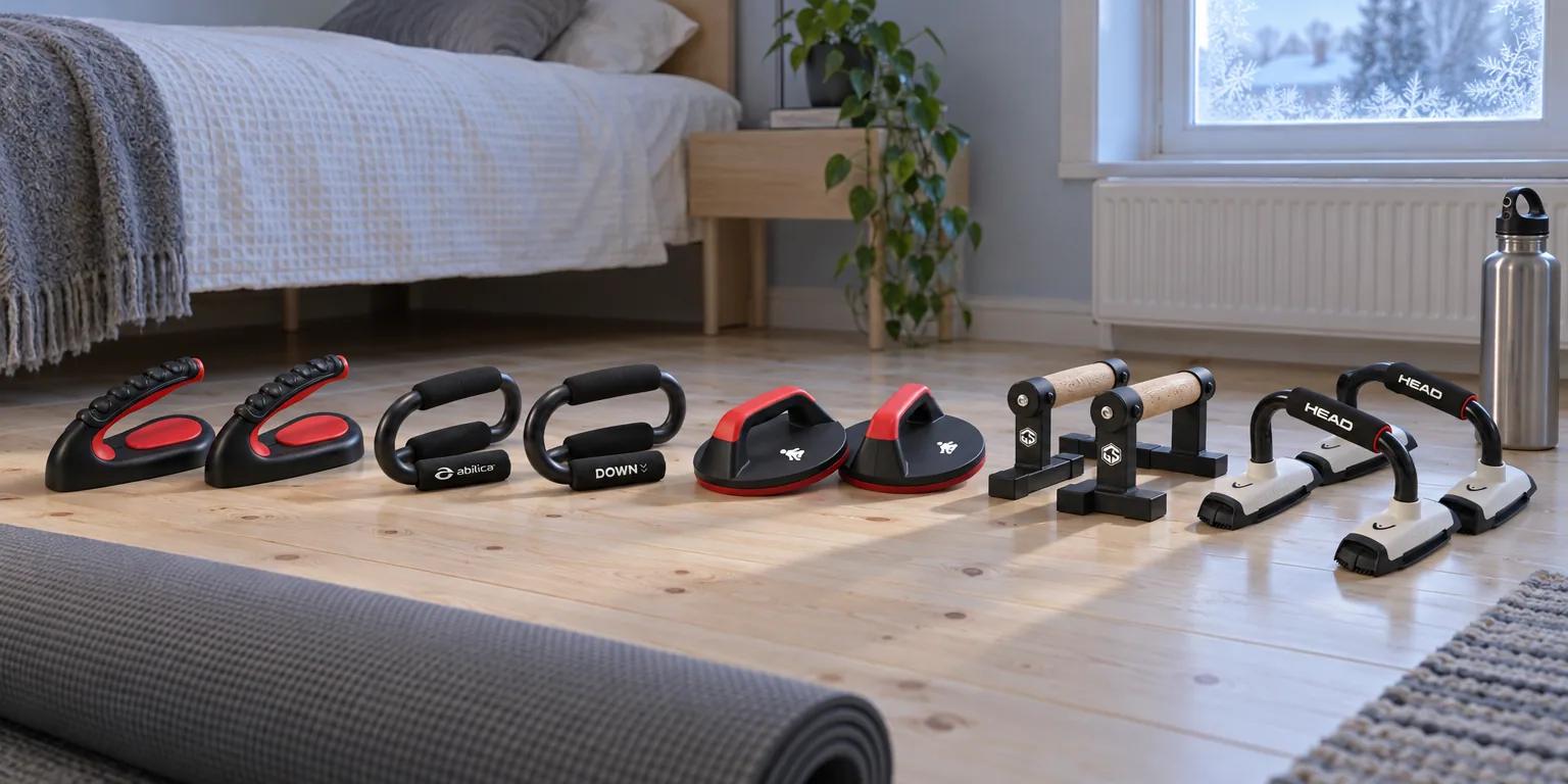 Testvinnarna från testet av armhävningshandtag: Gymstick Push Up Bars, Abilica Pushup Bars, Fitpaddy Roterande Push Up Bars, Gymstick Premium Parallettes S, Head Push-Up Handles
