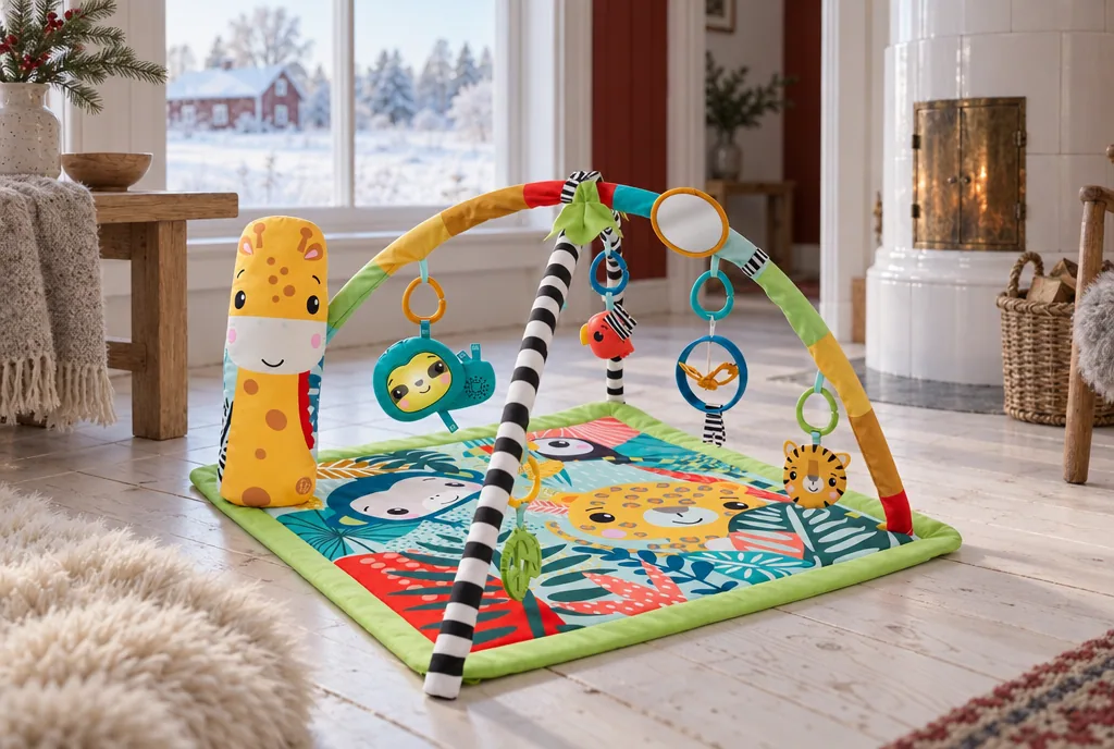 testx.se testar Fisher-Price 3-i-1 Rainforest Sensory Gym: bästa babygym med ljus och musik i vardagsmiljö