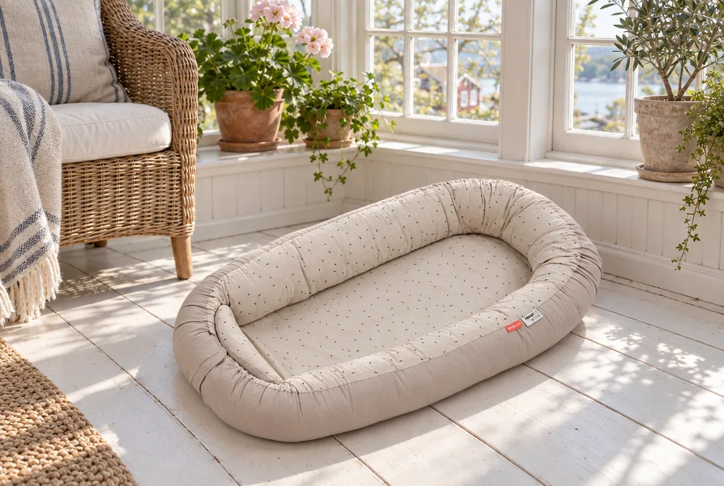 testx.se testar Done by Deer Cozy Nest Confetti Sand: babynest bäst i test i vardagsmiljö