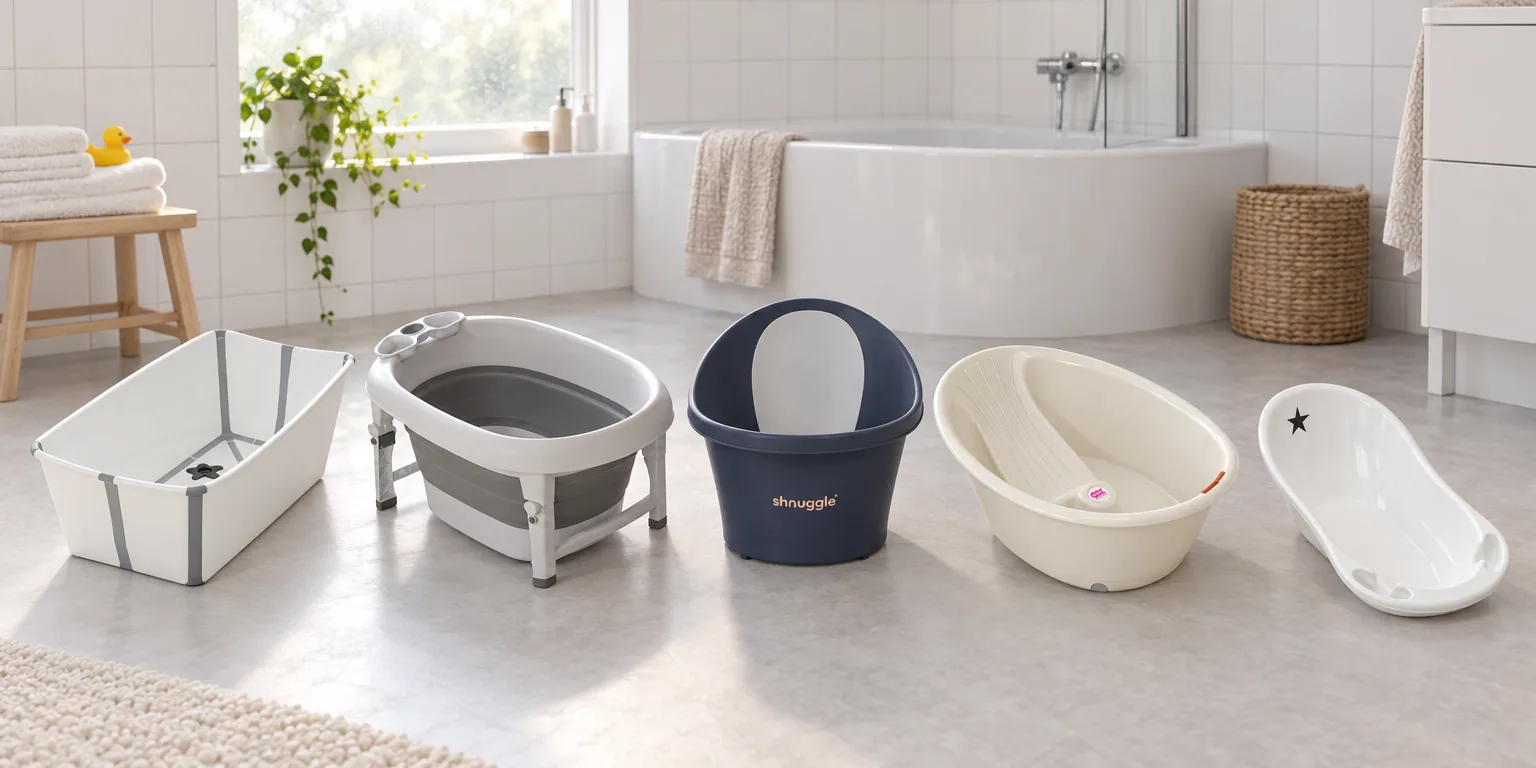 Testvinnarna från testet av badbalja: Stokke Flexi Bath, BabyDan Foldable Bath 100 L, Shnuggle Badbalja, OK Baby Bella, Kaxholmen Badbalja Star