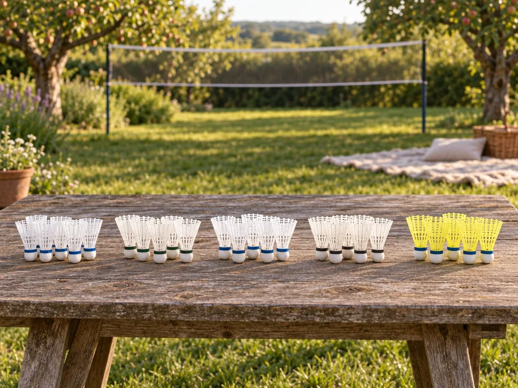 Olika sorters badmintonbollar: de fem testade modellerna sida vid sida