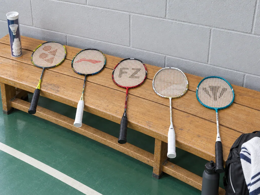 Olika sorters badmintonracket: de fem testade modellerna sida vid sida