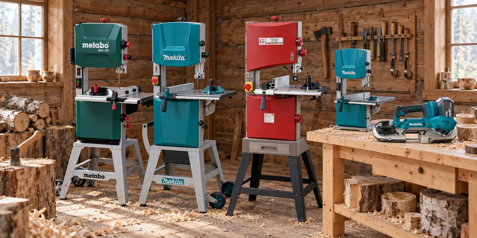 Testvinnarna från testet av bandsåg: Metabo BAS 318 Precision WNB, Makita LB1200F, Holzmann HBS245HQ, Makita DPB183Z Solo, Einhell TC-SB 200/1
