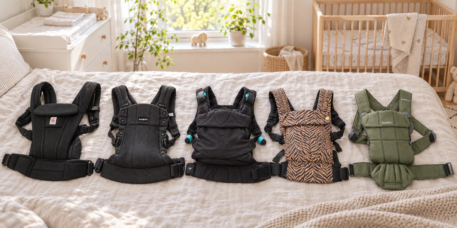 Testvinnarna från testet av bärsele: Ergobaby Omni Deluxe Mesh, BabyBjörn Harmony 3D Mesh, Najell Easy Vol 2, Bizzi Growin Nomad Air, BabyBjörn Mini Vävd
