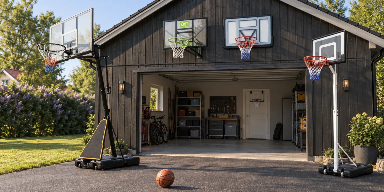 Testvinnarna från testet av basketkorg: Prosport Pro 2,45-3,05 m, EXIT Galaxy Väggmonterad, Trekkrunner Dunk Shot, Prosport Ungdom 2,1-2,6 m, SKLZ Pro Mini Hoop