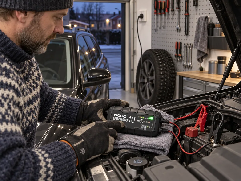 Användning batteriladdare bil: Noco Genius10 i vardagen