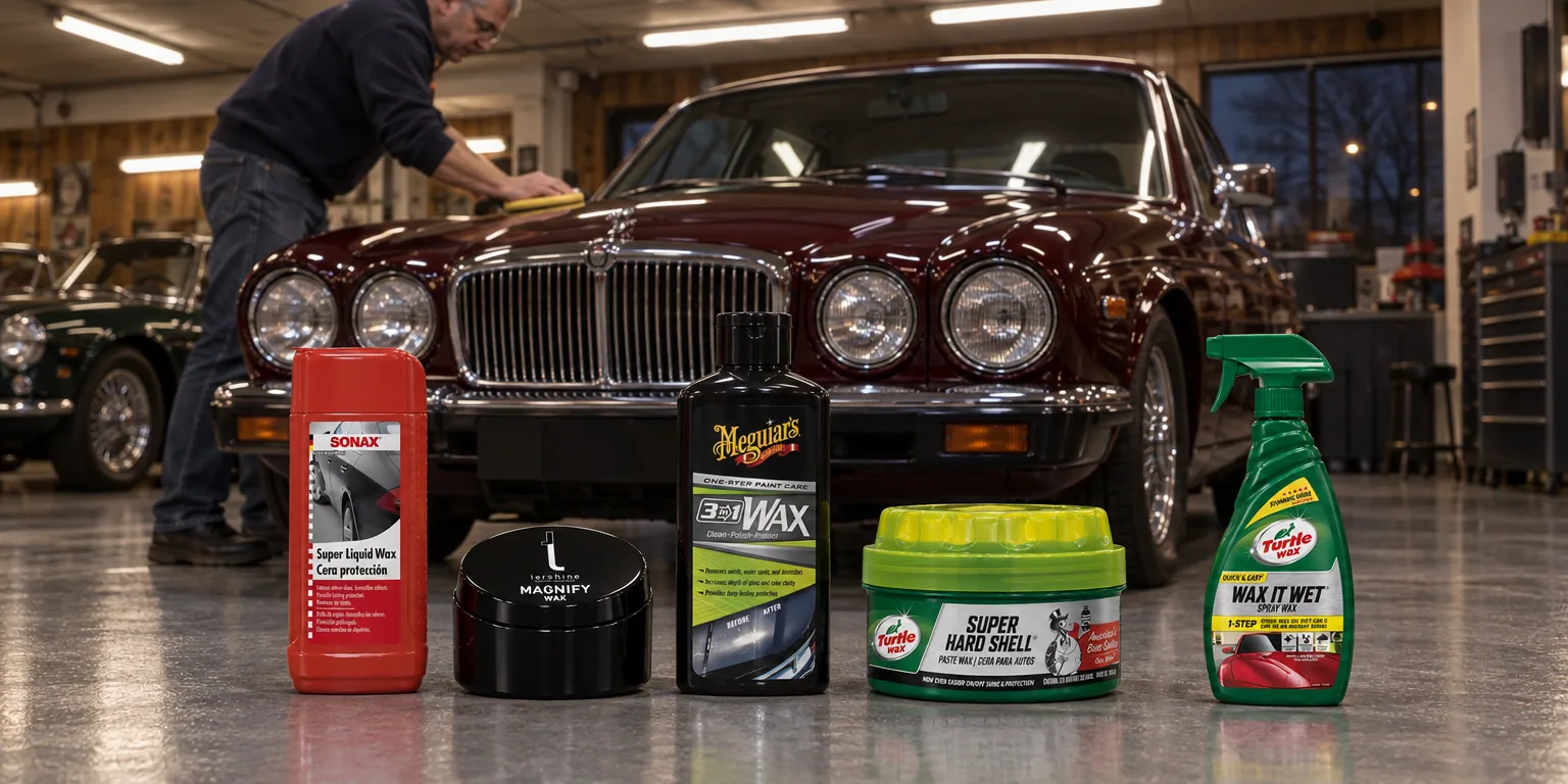 Testvinnarna från testet av bilvax: Sonax Flytande Hårdvax, Tershine Magnify Wax, Meguiar's 3-in-1 Wax, Turtle Wax Super Hard Shell, Turtle Wax Wax it Wet