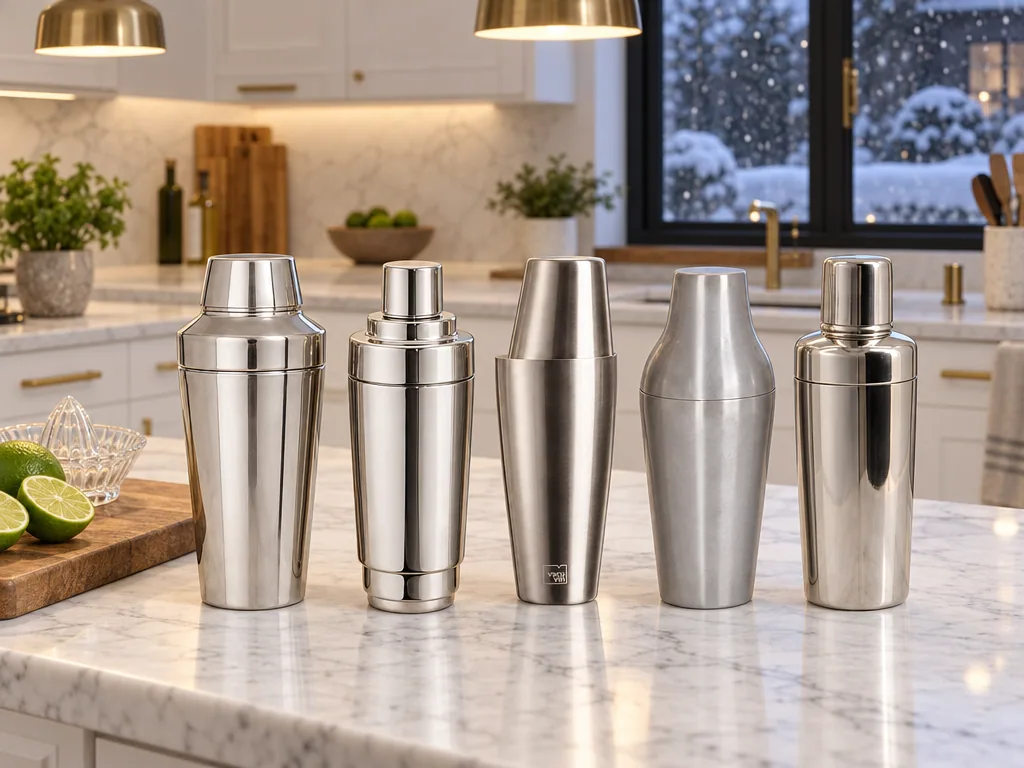 Olika sorters cocktailshaker: de fem testade modellerna sida vid sida