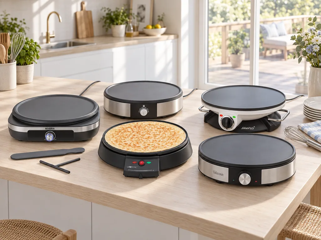 Olika sorters crêpesjärn: de fem testade modellerna sida vid sida