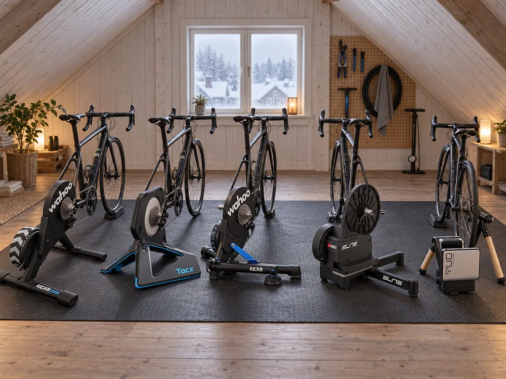 Olika sorters cykeltrainer: de fem testade modellerna sida vid sida