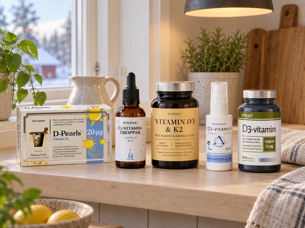 Olika sorters D-vitamin: de fem testade modellerna sida vid sida
