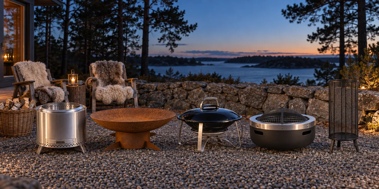Testvinnarna från testet av eldkorg: Espegard Eld 50, GrillSymbol Chiaro, Weber Fireplace 2750, Mustang Burbank 60 cm, Venture Design Bastian 80 cm