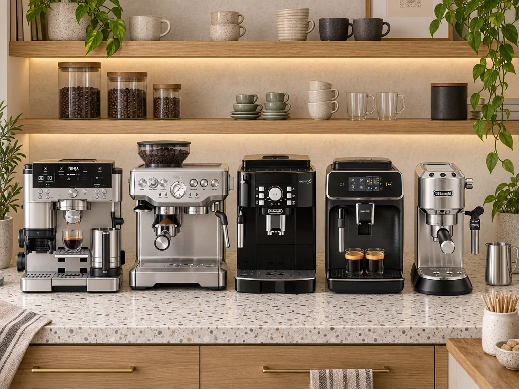 Olika sorters espressomaskin: de fem testade modellerna sida vid sida
