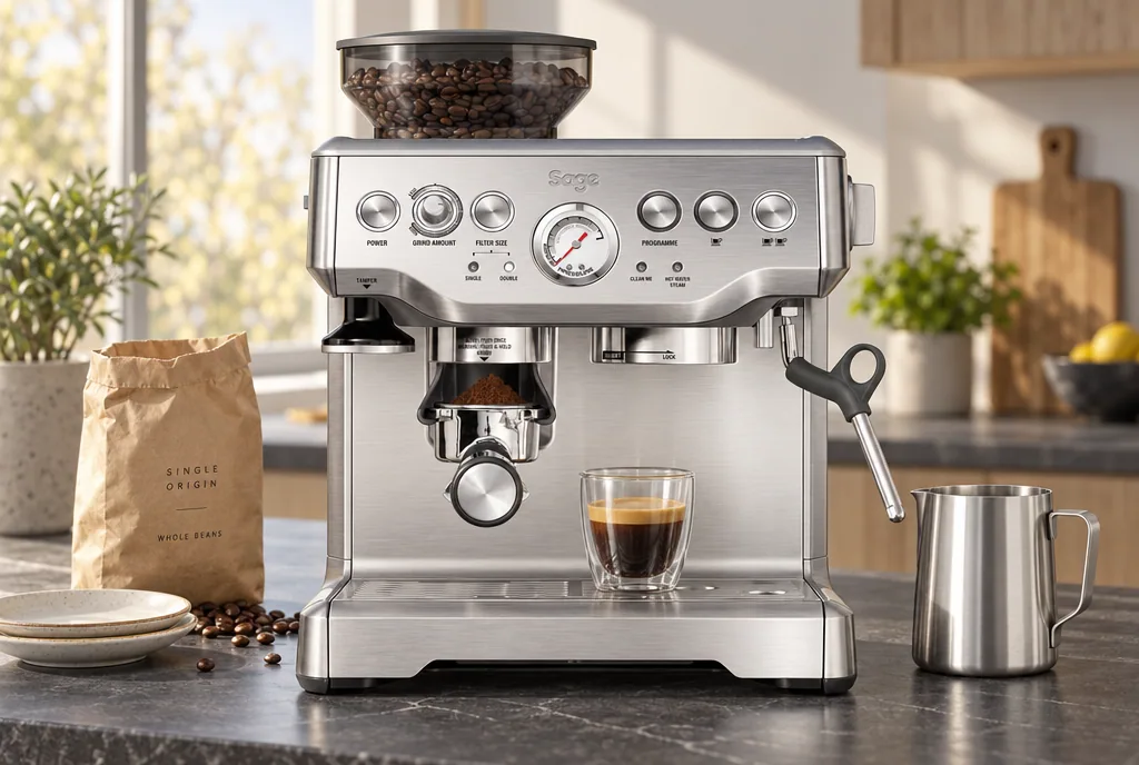 testx.se testar Sage The Barista Express Brushed Stainless Steel: bästa premiumvalet i vardagsmiljö