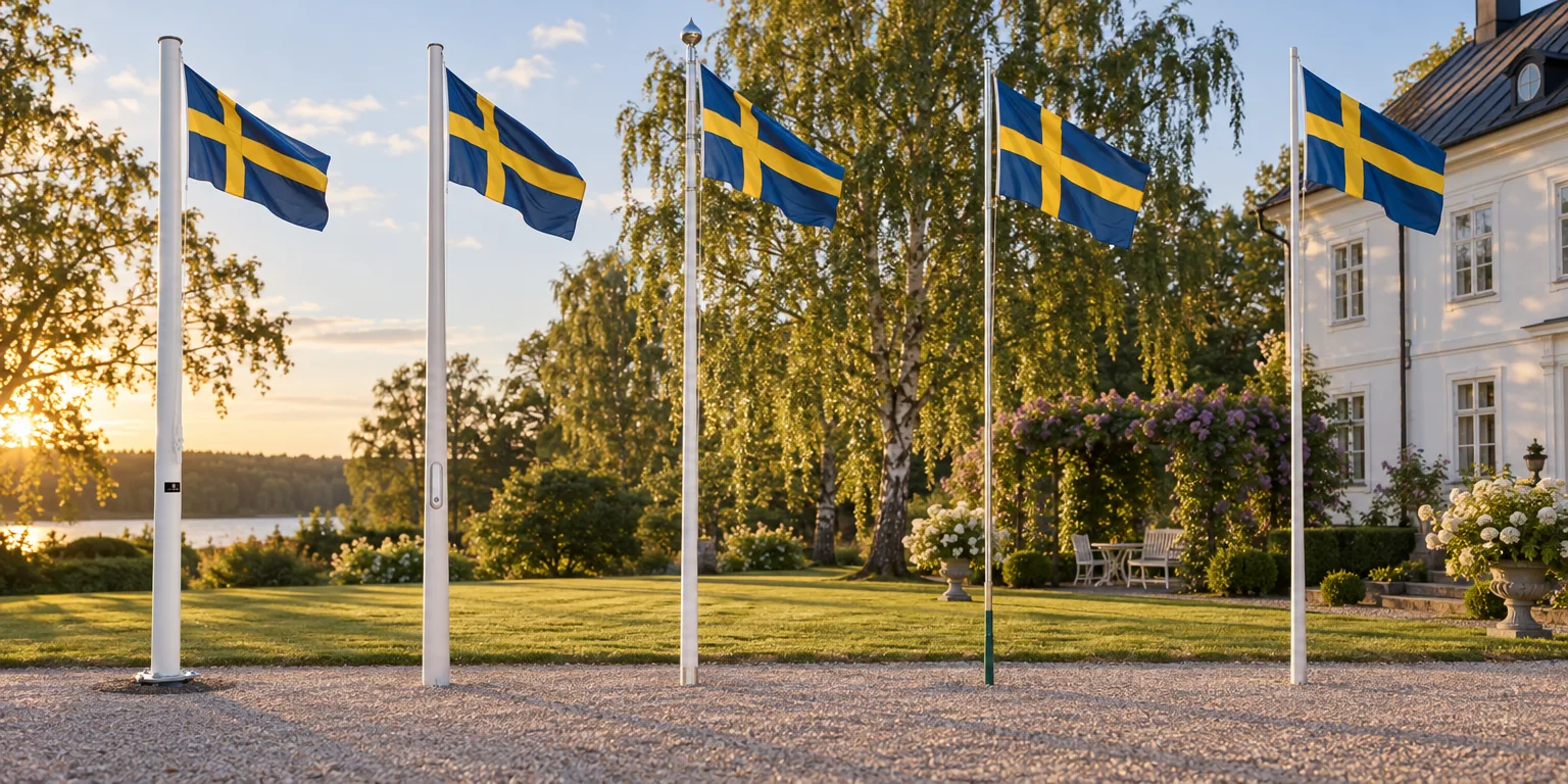 Testvinnarna från testet av flaggstång: Formenta Original 6 m, Adela Original med lucka och lås 6 m, Flagmore Nordic 9 m, vidaXL Sektionsstång 6,08 m, vidaXL Teleskopstång 5,5 m