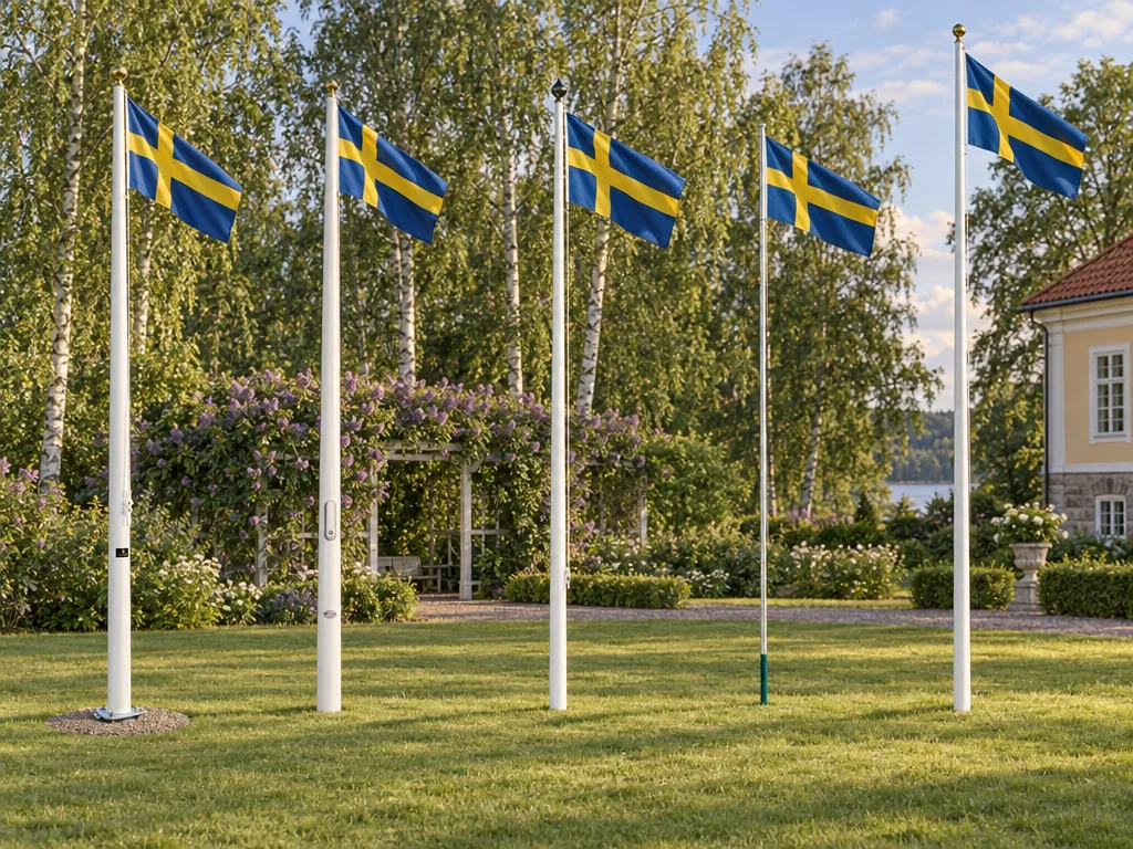 Olika sorters flaggstång: de fem testade modellerna sida vid sida