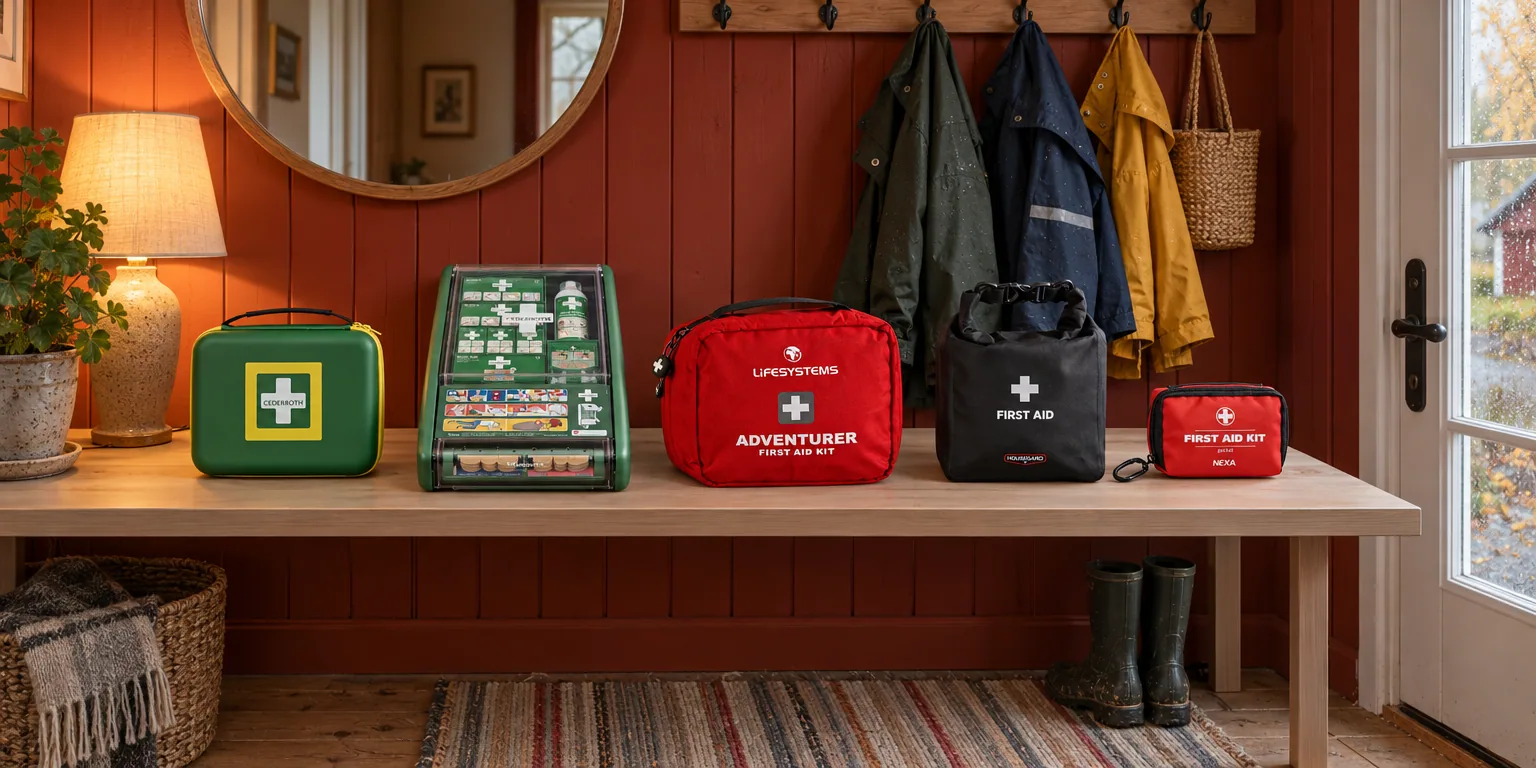 Testvinnarna från testet av första hjälpen-kit: Cederroth First Aid Kit Large, Cederroth First Aid Station, Lifesystems Adventurer, Housegard Waterproof 89 delar, Nexa Första hjälpen Pocket 13 delar
