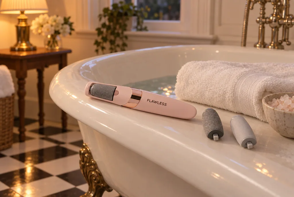testx.se testar Finishing Touch Flawless Pedi: bästa elfilen med rulle i vardagsmiljö