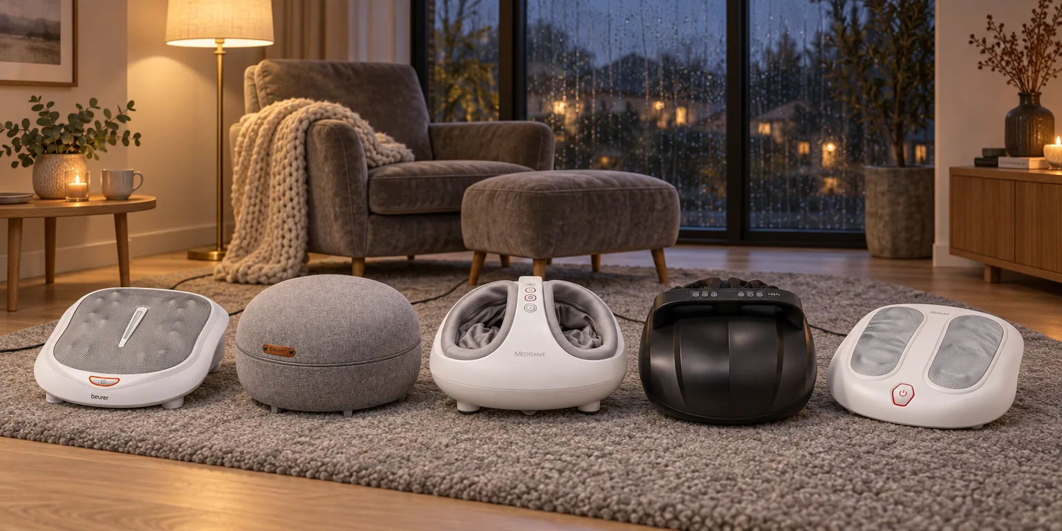 Testvinnarna från testet av fotmassage: Beurer FM 60, Beurer FM 120, Medisana FM 888, Lykke Fotmassager Premium, Medisana FM 883