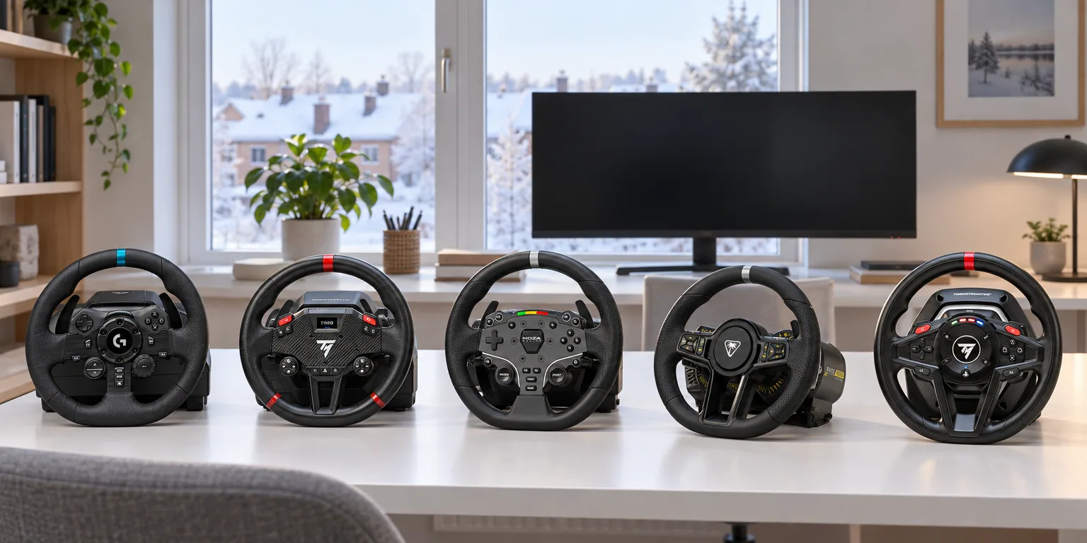 Testvinnarna från testet av gamingratt: Logitech G923 för PlayStation och PC, Thrustmaster T598, Moza R3 Racing Simulator Bundle för PC, Turtle Beach VelocityOne Race KD3, Thrustmaster T128 för PlayStation och PC