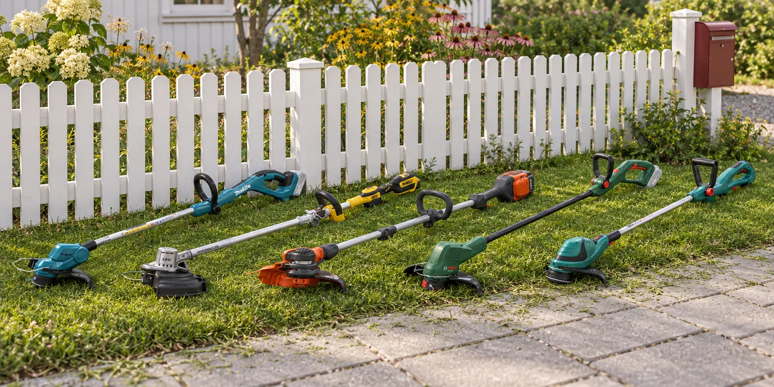Testvinnarna från testet av grästrimmer: Makita DUR193Z Solo, Dewalt DCMST561N Solo, Husqvarna 215iL Solo, Bosch EasyGrassCut 18V-26 Solo, Bosch ART 24
