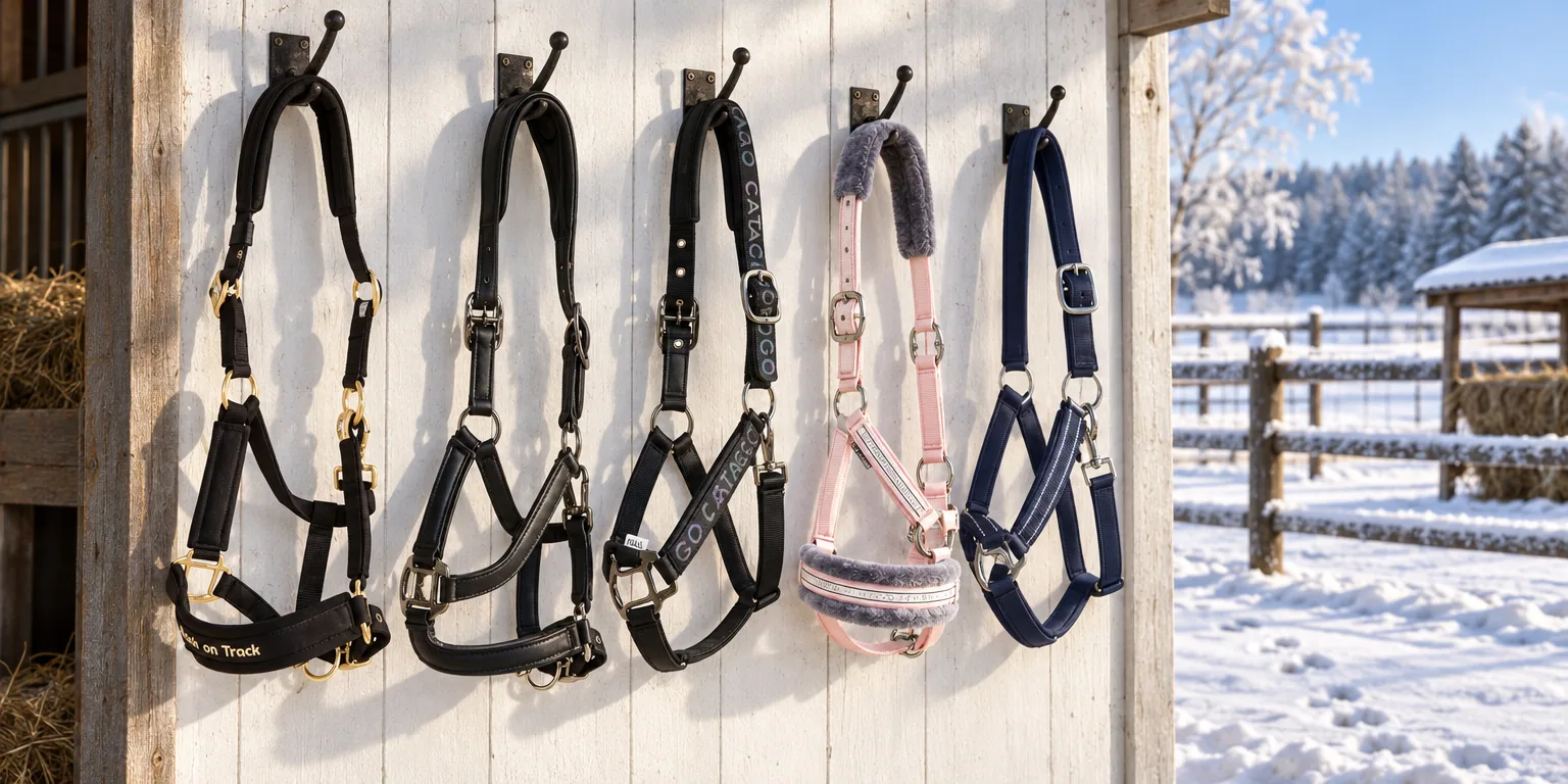 Testvinnarna från testet av grimma: Back On Track Werano, Catago lädergrimma, Catago Alea Reflective, Horse Unique grimma med ludd, Hansbo Sport grimma med reflexband