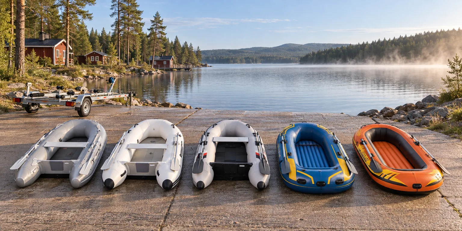 Testvinnarna från testet av gummibåt: AquaQuick 270 Trädurk V-köl, Quicksilver Airdeck 250, 7OC 230 Lättdurk, Intex Challenger 3, Intex Explorer Pro 200