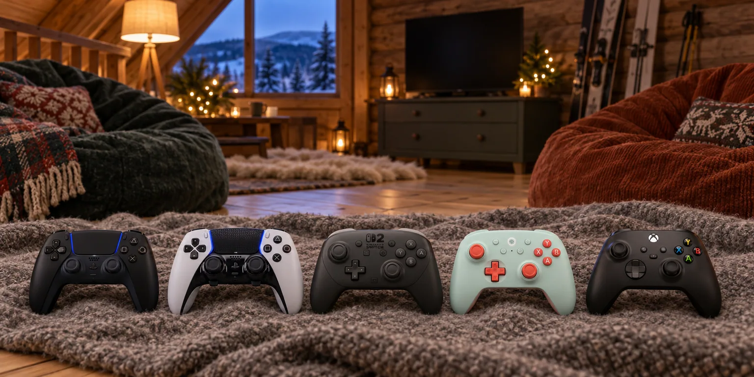 Testvinnarna från testet av handkontroll: Sony DualSense, Sony DualSense Edge, Nintendo Switch 2 Pro Controller, 8BitDo Ultimate 2C Wireless, Microsoft Xbox Wireless Controller