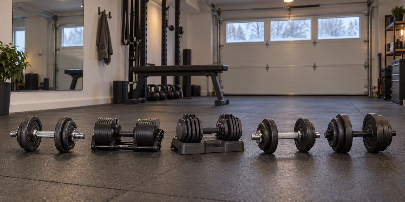 Testvinnarna från testet av hantelset: Gymstick Adjustable Dumbbell Set 2 × 10 kg, NÜO Nüobell 2–32 kg (par), Master Fitness Nero 2 × 25 kg, Tunturi Dumbbell Set 20 kg gjutjärn, Tunturi Vinyl Dumbbell Set 28 kg