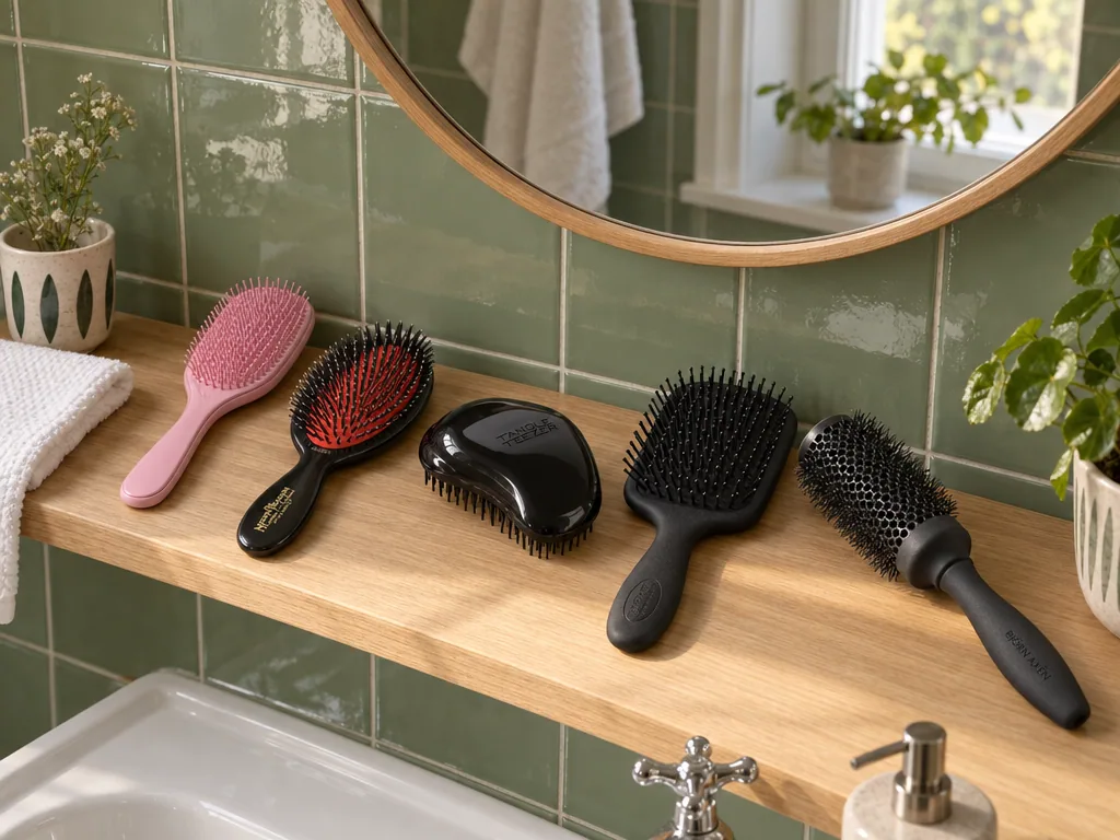 Olika sorters hårborste: de fem testade modellerna sida vid sida