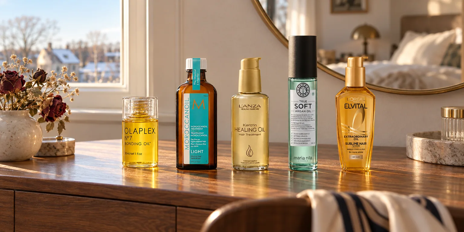 Testvinnarna från testet av hårolja: Olaplex No.7 Bonding Oil, Moroccanoil Treatment Light, Lanza Keratin Healing Oil, Maria Nila True Soft Argan Oil, L'Oréal Paris Elvital Extraordinary Oil