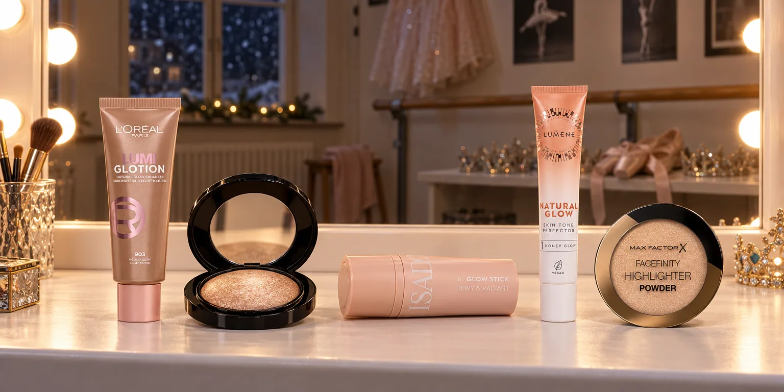 Testvinnarna från testet av highlighter: L'Oréal Paris Lumi Glotion 903 Medium Glow, MAC Mineralize Skinfinish Global Glow, Isadora The Glow Stick 24 Sparkling Beige, Lumene Natural Glow Skin Tone Perfector 1 Honey Glow, Max Factor Facefinity 002 Golden Hour
