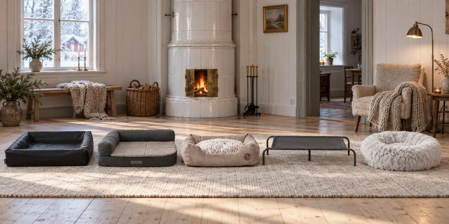 Testvinnarna från testet av hundbädd: BiaBed Bia 4 Original, Trixie Vital Bendson soffa 80 × 60 cm, Danish Design Arctic Snuggle 61 cm, vidaXL förhöjd bädd 130 × 80 cm, Trixie Harvey rund bädd 50 cm