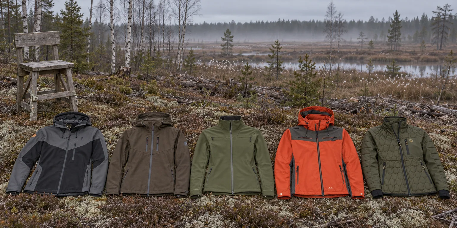 Testvinnarna från testet av jaktjacka dam: Pinewood Finnveden Hybrid Extreme Jacka Dam, Härkila Aspire HWS Jacka Dam, Chevalier Nimrod Windblocker Jacka Dam, Swedteam Lynx Antibite Jacka Dam, Deerhunter Lady Mossdale Quiltad Jacka