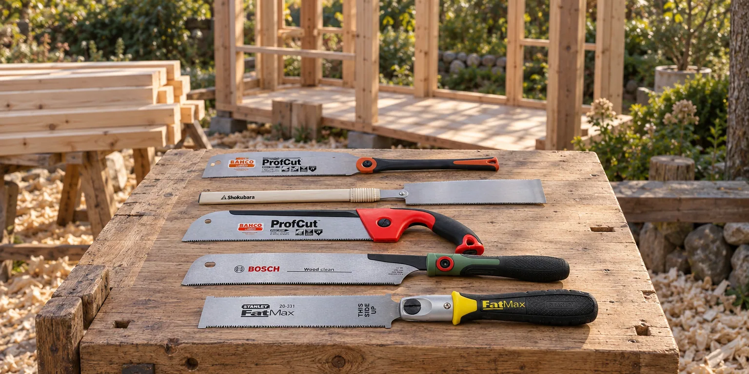 Testvinnarna från testet av japansåg: Bahco PC-9-9/17-PS, Hultafors PSX 591270, Bahco PC-11-19-PS, Bosch Kataba 270 mm, Stanley FatMax 0-20-331