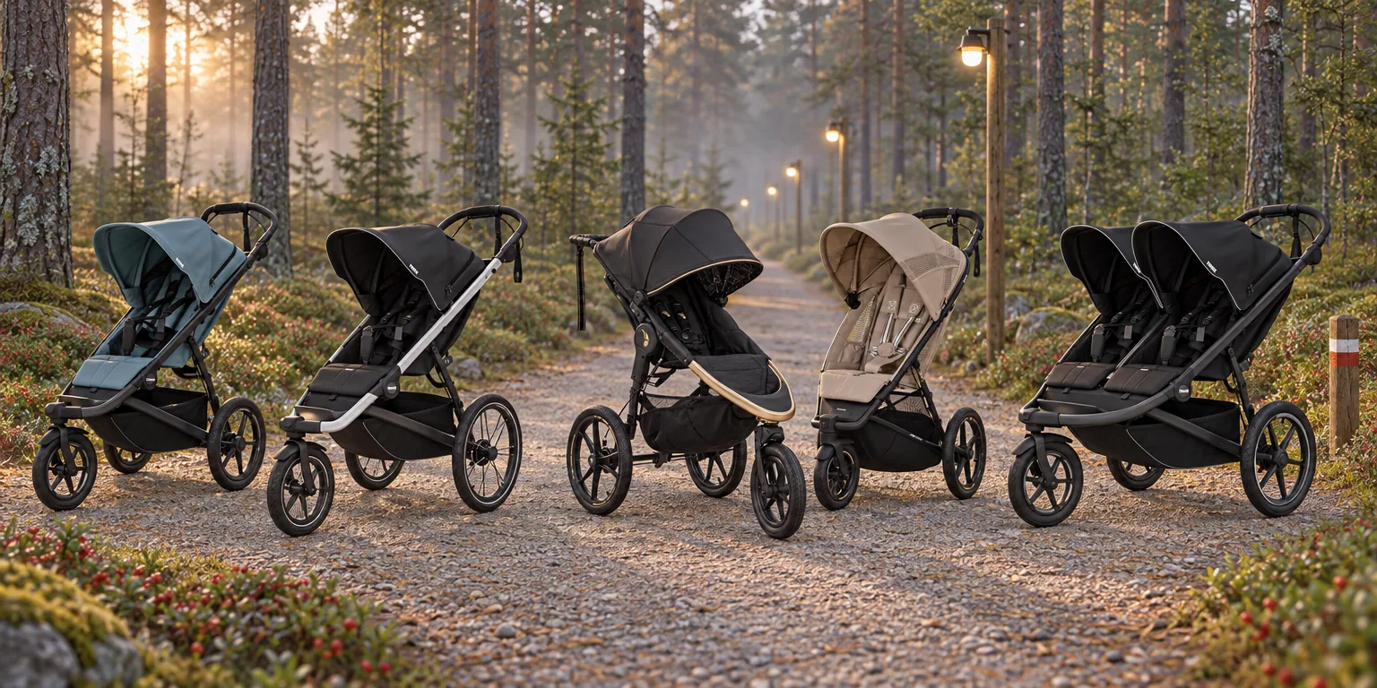 Testvinnarna från testet av joggingvagn: Thule Urban Glide 3, Thule Glide 3, Baby Jogger Summit X3, Cybex Avi Spin, Thule Urban Glide 3 Double