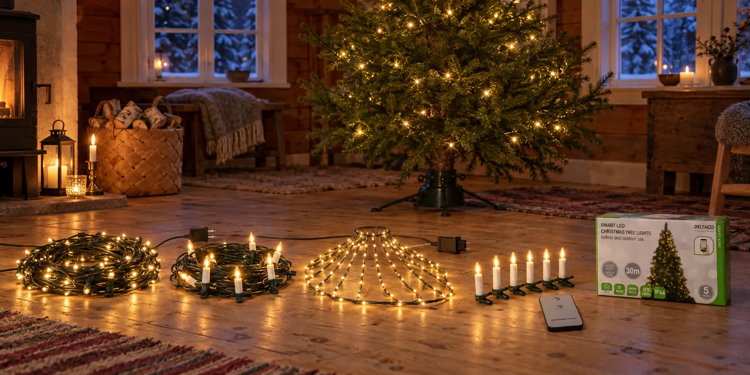 Testvinnarna från testet av julgransbelysning: Konstsmide 6481-820 200 LED, Konstsmide 1014-020 25 DC LED, Star Trading Dew Drop Micro 160 LED, Deltaco Smart Home SH-LW2MT, Star Trading Paulina 10 LED