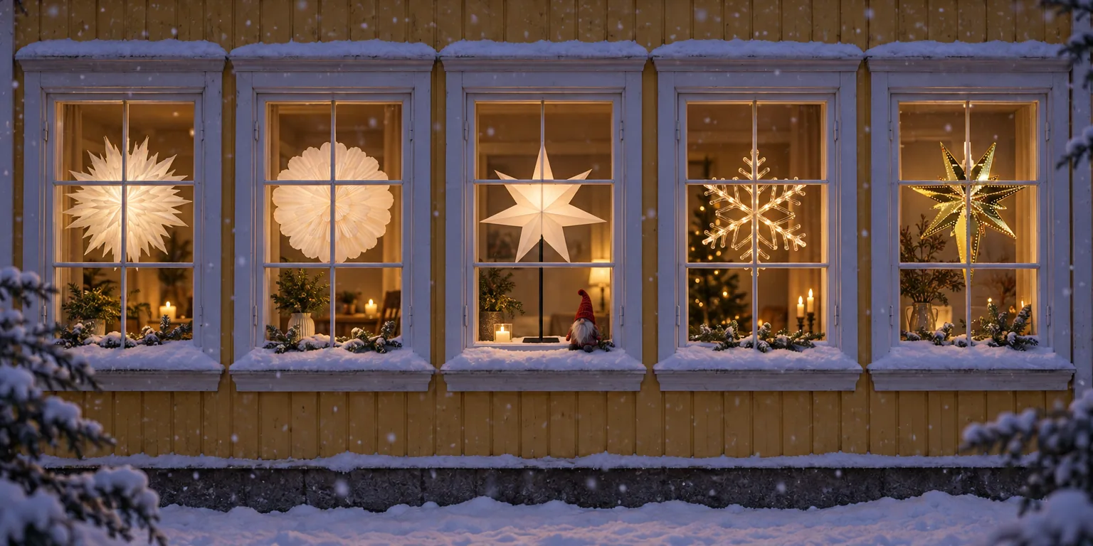 Testvinnarna från testet av julstjärna: Watt & Veke Oslo 60 cm, Watt & Veke Snöblomma 68 cm, Konstsmide pappersstjärna med metallfot, Konstsmide Snöflinga akryl 40 cm, Star Trading Betlehem mässing 35 cm