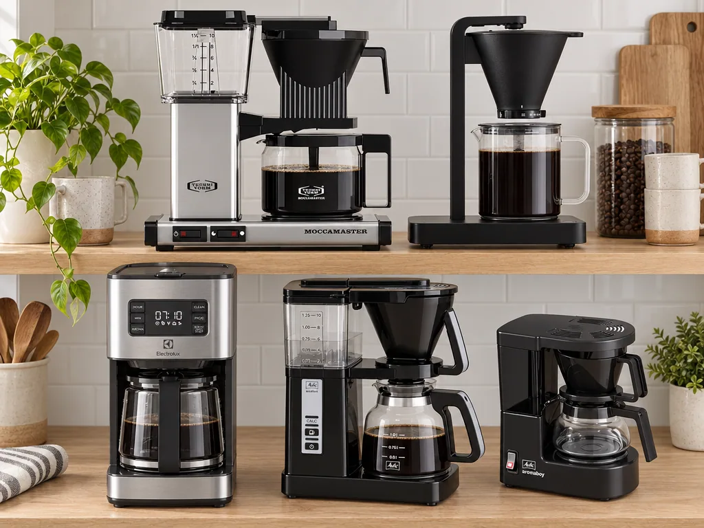 Olika sorters kaffebryggare: de fem testade modellerna sida vid sida