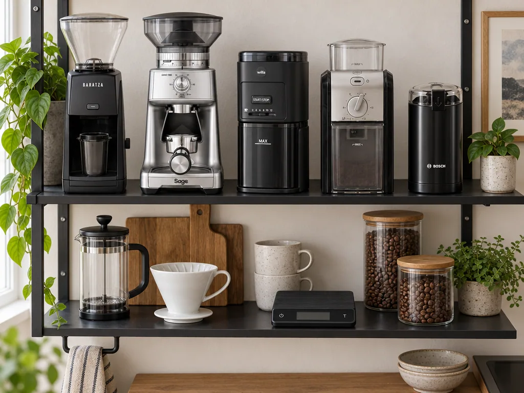 Olika sorters kaffekvarn: de fem testade modellerna sida vid sida