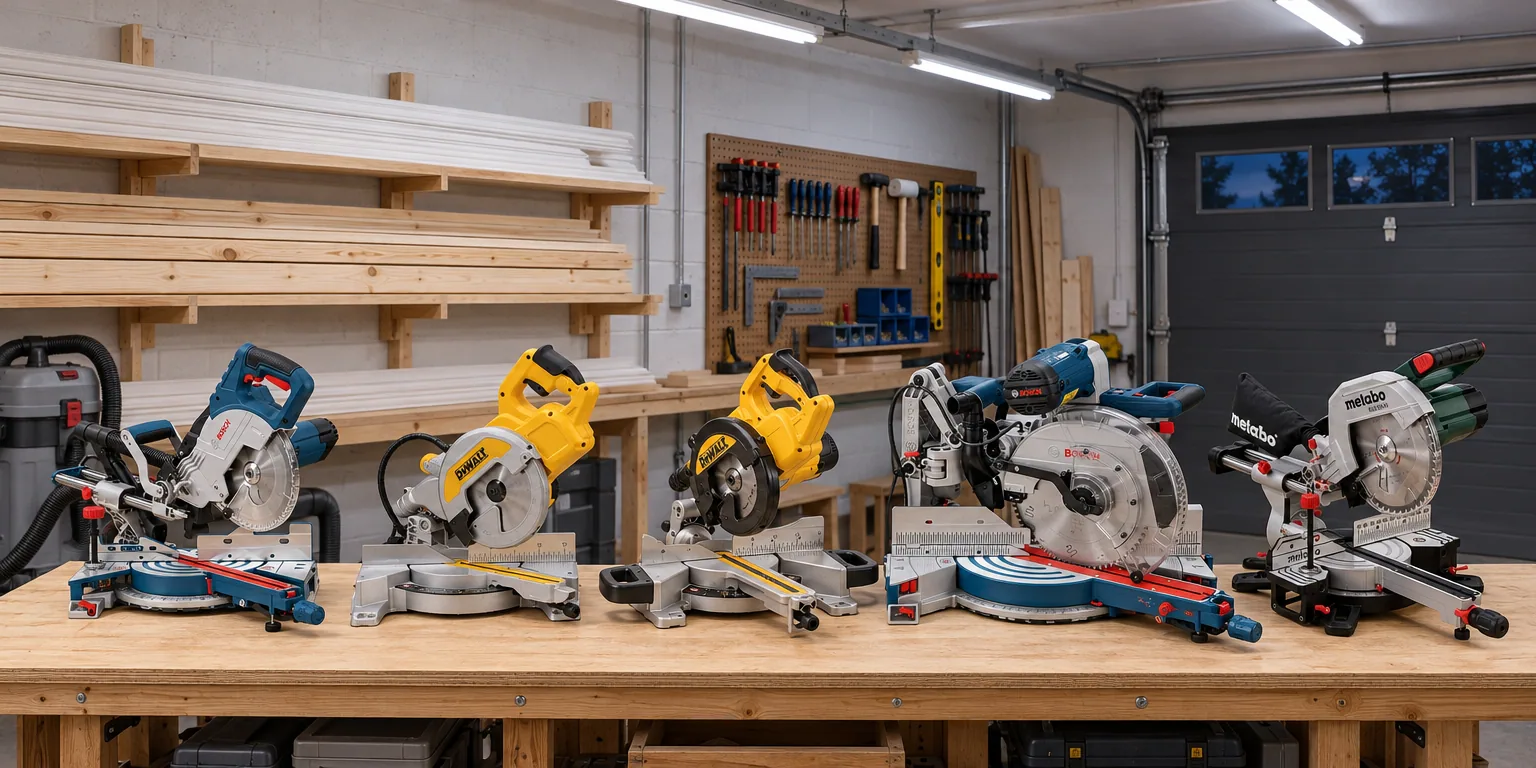 Testvinnarna från testet av kap- och gersåg: Bosch GCM 8 SJL Professional, Dewalt DWS777, Dewalt DWS773, Bosch GCM 12 GDL Professional, Metabo KGS 216 M