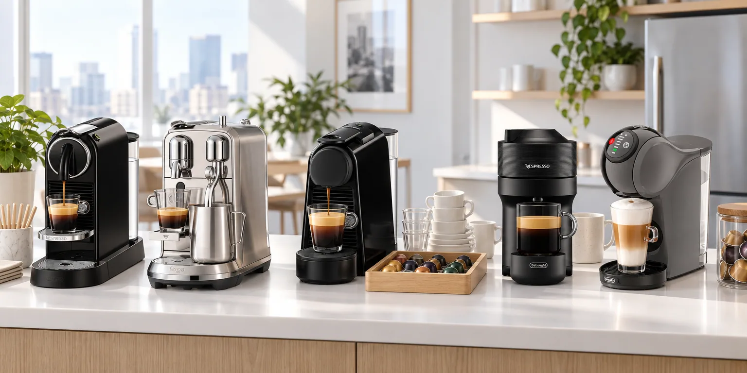 Testvinnarna från testet av kapselmaskin: De'Longhi Nespresso Citiz EN167.B, Sage Nespresso Creatista Plus Brushed Stainless Steel, De'Longhi Essenza Mini EN85.B, De'Longhi Vertuo Pop ENV90 Black, De'Longhi Dolce Gusto Genio S EDG226.A