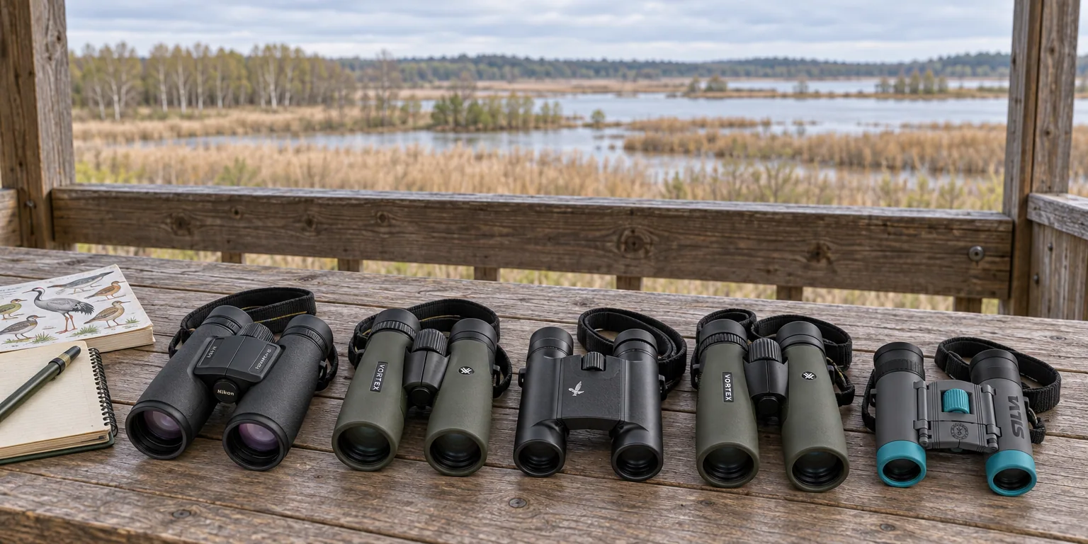 Testvinnarna från testet av kikare: Nikon Monarch M5 8x42, Vortex Diamondback HD 10x42, Swarovski CL Pocket 10x25, Vortex Crossfire HD 8x42, Silva Pocket 8x21