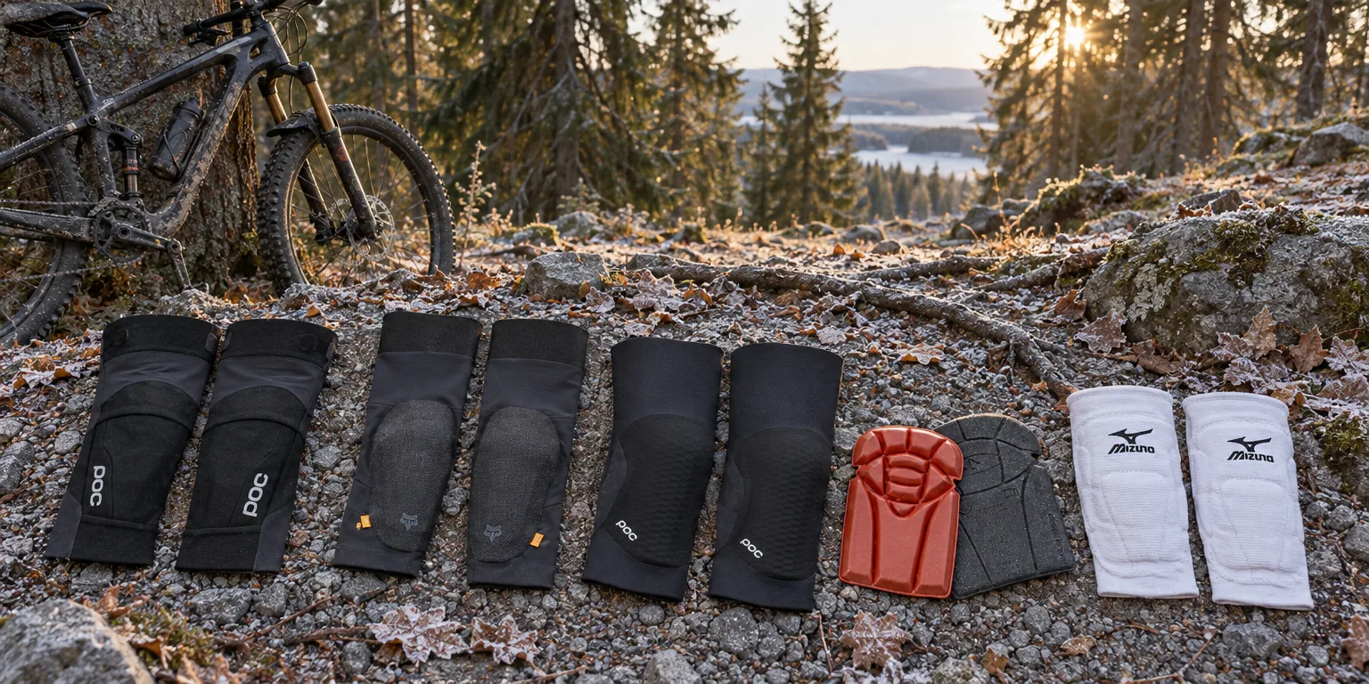 Testvinnarna från testet av knäskydd: POC Oseus VPD cykelknäskydd, Fox Launch Elite cykelknäskydd, POC VPD Air Flow cykelknäskydd, L.Brador 540PP arbetsknäskydd, Mizuno VS1 volleybollknäskydd