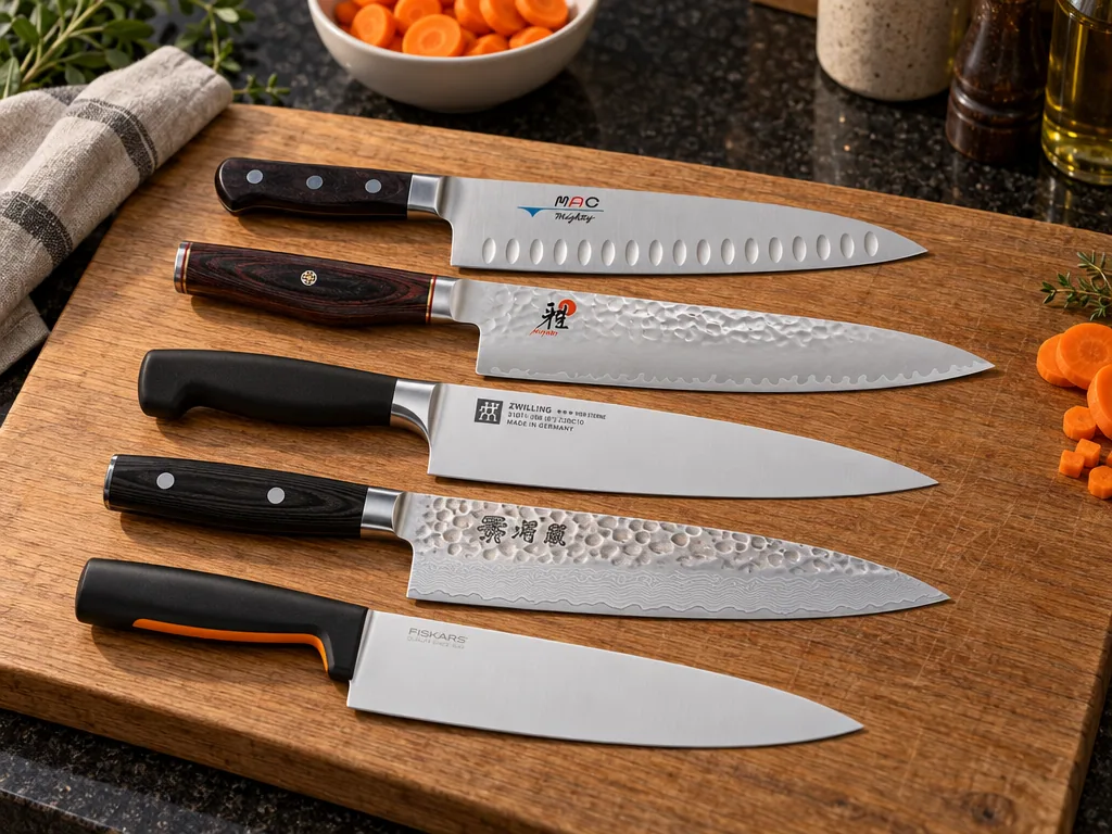 Olika sorters kockkniv: de fem testade modellerna sida vid sida