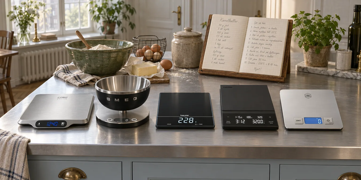 Testvinnarna från testet av köksvåg: Caso L15, Smeg KSC01, Beurer KS 34 Black, Hario Polaris Kaffevåg, OBH Nordica Balance 5000