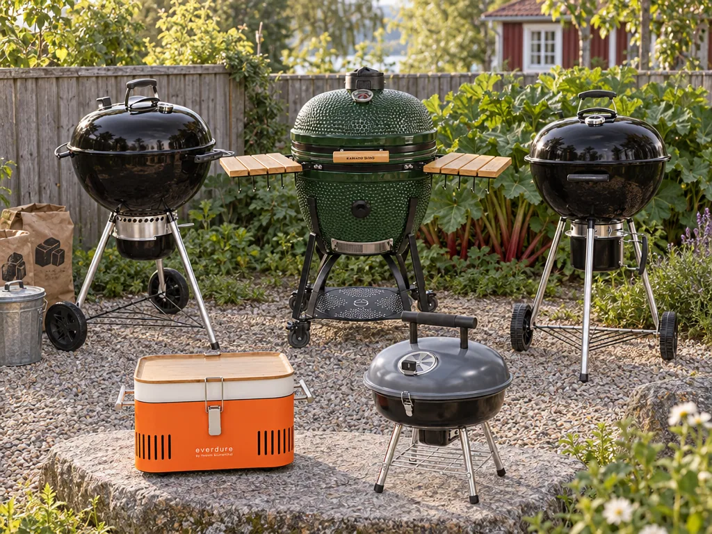 Olika sorters kolgrill: de fem testade modellerna sida vid sida