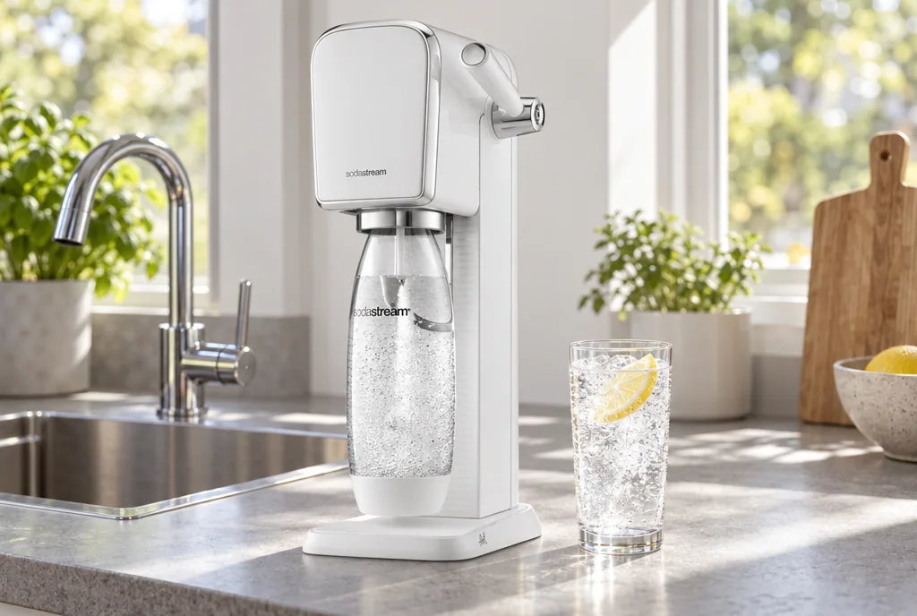 testx.se testar SodaStream Art White - Starter Kit Carbon Cylinder Included: bästa spakmodellen i vardagsmiljö